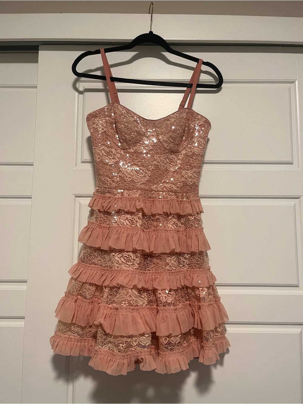 Dress The Population Pink Ruffle Lace Party Dress
